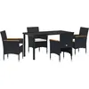 Image de vidaXL Salon de jardin avec coussins 5 pcs noir Poly-Rattan