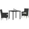 Image de vidaXL Salon de jardin avec coussins 3 pcs noir Poly-Rattan