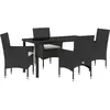 Image de vidaXL Salon de jardin avec coussins 5 pcs noir Poly-Rattan