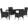 Image de vidaXL Salon de jardin avec coussins 5 pcs noir Poly-Rattan