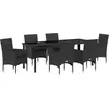 Image de vidaXL Salon de jardin avec coussins 7 pcs noir Poly-Rattan