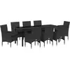 Image de vidaXL Salon de jardin avec coussins 9 pcs noir poly-rotin
