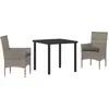 Image de vidaXL Salon de jardin avec coussins 3 pcs Gris Poly-Rotin