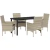 Image de vidaXL Salon de jardin avec coussins 5 pcs gris clair Poly-Rattan