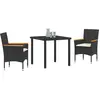Image de vidaXL Salon de jardin avec coussins 3 pcs noir Poly-Rattan