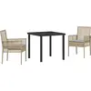 Image de vidaXL Salon de jardin avec coussins 3 pcs Beige Poly-Rattan