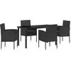 Image de vidaXL Ensemble de jardin pour 5 personnes, noir, en résine tressée