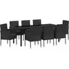 Image de vidaXL Ensemble de jardin pour repas, 9 pièces, noir, en résine tressée