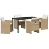 Image de vidaXL Salon de jardin avec coussins 5 pcs Beige Poly-Rattan