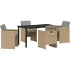 Image de vidaXL Ensemble de jardin pour repas, 5 pièces, beige, en résine tressée