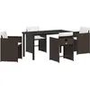 Image de vidaXL Ensemble de salle à manger de jardin avec coussins 5 pièces Marron Poly-rotin