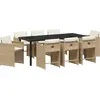 Image de vidaXL Salon de jardin avec coussins 9 pcs Beige Poly-Rattan