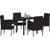Image de vidaXL Salon de jardin avec coussins 5 pcs noir Poly-Rattan