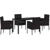 Image de vidaXL Salon de jardin avec coussins 5 pcs noir Poly-Rattan