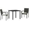 Image de vidaXL Salon de jardin avec coussins 3 pcs noir Poly-Rattan