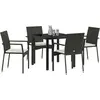 Image de vidaXL Salon de jardin avec coussins 5 pcs noir Poly-Rattan