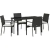 Image de vidaXL Salon de jardin avec coussins 5 pcs noir Poly-Rattan