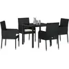 Image de vidaXL Salon de jardin avec coussins 5 pcs noir Poly-Rattan