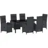 Image de vidaXL Salon de jardin avec coussins 7 pcs noir Poly-Rattan