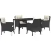 Image de vidaXL Salon de jardin avec coussins 5 pcs noir Poly-Rattan
