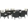 Image de vidaXL Ensemble de jardin pour repas, 7 pièces, noir, en résine tressée