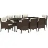 Image de vidaXL Salon de jardin avec coussins 9 pcs brun Poly-Rattan
