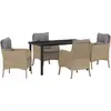 Image de vidaXL Salon de jardin avec coussins 5 pcs Beige Poly-Rattan