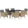 Image de vidaXL Salon de jardin avec coussins 7 pcs Beige Poly-Rattan