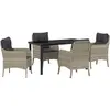 Image de vidaXL Salon de jardin avec coussins 5 pcs gris clair Poly-Rattan