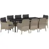 Image de vidaXL Ensemble de jardin pour repas, 9 pièces, gris clair, en résine tressée