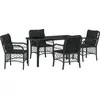 Image de vidaXL Salon de jardin avec coussins 5 pcs noir Poly-Rattan