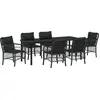 Image de vidaXL Ensemble de jardin pour repas, 7 pièces, noir, en résine tressée