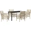 Image de vidaXL Salon de jardin avec coussins 5 pcs Beige Poly-Rattan