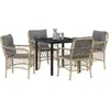 Image de vidaXL Ensemble de jardin pour repas, 5 pièces, beige, en résine tressée