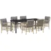Image de vidaXL Salon de jardin avec coussins 7 pcs Beige Poly-Rattan