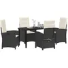 Image de vidaXL Salon de jardin avec coussins 5 pcs noir Poly-Rattan