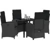 Image de vidaXL Salon de jardin avec coussins 5 pcs noir Poly-Rattan