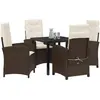 Image de vidaXL Ensemble de salle à manger de jardin avec coussins 5 pièces Marron Poly-rotin