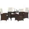 Image de vidaXL Ensemble de salle à manger de jardin avec coussins 5 pièces Marron Poly-rotin