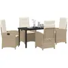 Image de vidaXL Salon de jardin avec coussins 5 pcs Beige Poly-Rattan