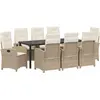 Image de vidaXL Ensemble de jardin pour repas, 9 pièces, beige, en résine tressée