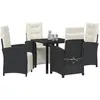 Image de vidaXL Salon de jardin avec coussins 5 pcs noir Poly-Rattan