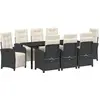 Image de vidaXL Salon de jardin avec coussins 9 pcs noir poly-rotin
