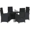 Image de vidaXL Salon de jardin avec coussins 5 pcs noir Poly-Rattan