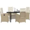 Image de vidaXL Salon de jardin avec coussins 5 pcs Beige Poly-Rattan
