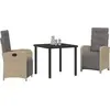 Image de vidaXL Salon de jardin avec coussins 3 pcs Beige Poly-Rattan