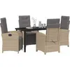 Image de vidaXL Salon de jardin avec coussins 5 pcs Beige Poly-Rattan