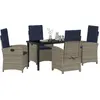 Image de vidaXL Salon de jardin avec coussins 5 pcs Gris Poly-Rotin