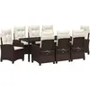 Image de vidaXL Salon de jardin avec coussins 9 pcs brun Poly-Rattan