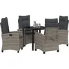Image de vidaXL Salon de jardin avec coussins 5 pcs Gris Poly-Rotin
